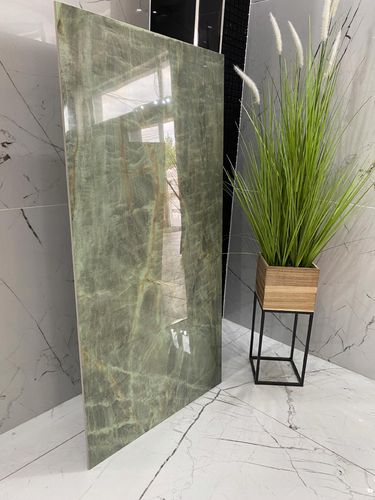 Gres zielony onyks poler 120x60 luksus połysk marmur zielony, miodowe żyły na Arena.pl