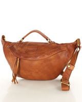 Torebka nerka damska skórzana listonoszka - MARCO MAZZINI brąz koniak