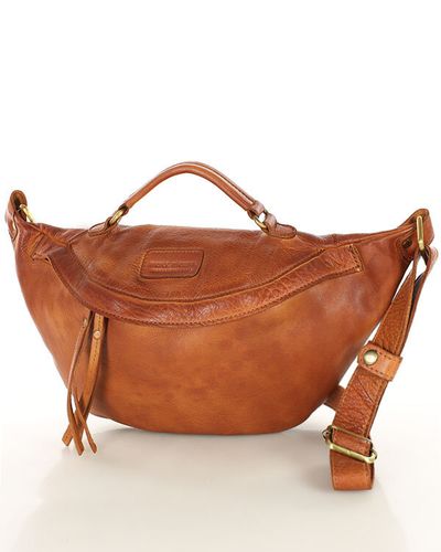 Torebka nerka damska skórzana listonoszka - MARCO MAZZINI brąz koniak na Arena.pl