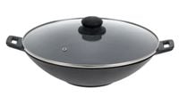WOK żeliwny Głęboka Patelnia Żeliwna 31cm z Pokrywą INDUKCJA GAZ