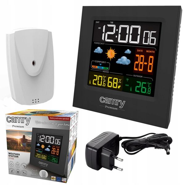 STACJA POGODOWA POGODY BEZPRZEWODOWA TERMOMETR HIGROMET CZUJNIK ZEGAR DATA zdjęcie 1
