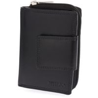 portfel damski skórzany z lakierowaną wstawką bellugio - czarny