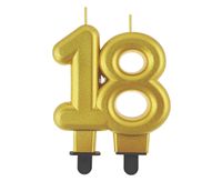 świeczka liczba 18 złota metaliczna 8cm    pf-scz18