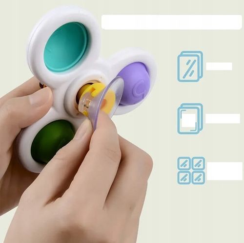 FIDGET SPINNER Z PRZYSSAWKĄ SENSORYCZNĄ KĄPIEL PREZENT GRZECHOTKA 3 SZTUKI na Arena.pl