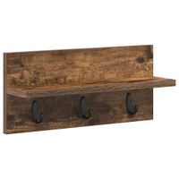 Wieszak na płaszcze montowany na ścianie z półką Wędzony dąb