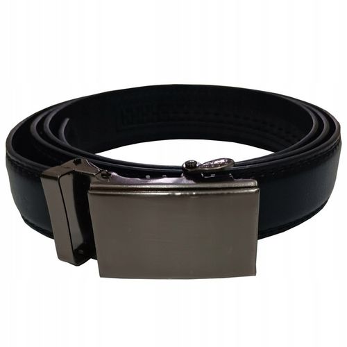 PASEK SKÓRZANY MĘSKI DO SPODNI CZARNY AUTOMAT METALOWA KLAMRA na Arena.pl