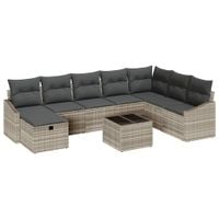 Zestaw Sof na Ogród 9 pcs Jasnoszary 55 x 62 x 69 cm Polirattan