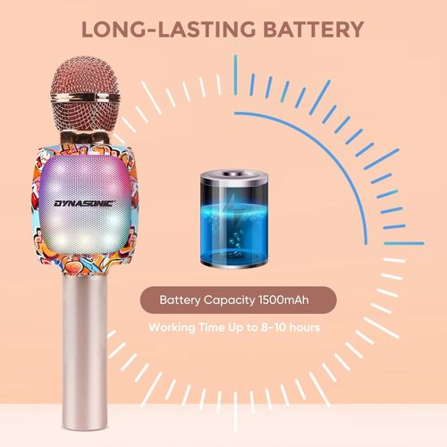 Mikrofon bezprzewodowy DYNASONIC DM-05 do karaoke Bluetooth RGB Złoty na Arena.pl