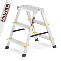 Drabina aluminiowa domowa dwustronna składana HIGHER 2x3 stopnie taboret