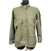 Lekka Kurtka Damska Wygodna Przejściowa Bawełna Zielony Rozmiar XS