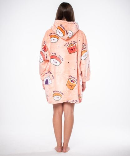 Gruba Bluza Koc 2w1 Oversize Ciepła Sherpa Kaptur Różowa w Sushi na Arena.pl