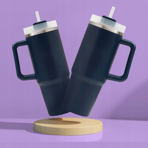 KUBEK TERMICZNY Z UCHWYTEM I SŁOMKĄ 900 ML DO AUTA Szczelny Stal Nierdzewna na Arena.pl