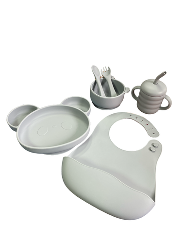 Zestaw Silikonowy Dla Niemowląt dzieci 6 elementów - Niebieski/Szary na Arena.pl