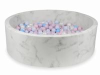 Suchy basen 130x40 marmur z piłeczkami 700szt (jasne różowe, różowe jasne perłowe, błękitne jasne perłowe, jasnobłękitne, perłowe)