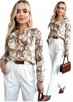 BLUZKA DAMSKA koszula luźna elegancka wzorzysta dekolt guziki