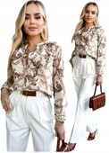 BLUZKA DAMSKA koszula luźna elegancka wzorzysta dekolt guziki
