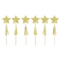 Toppery na tort Gwiazdki złote 6szt dekoracja wypieków babeczek