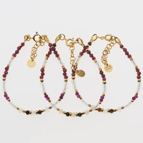 Bransoletka znak zodiaku lew - mix kamieni i srebro złocone na Arena.pl