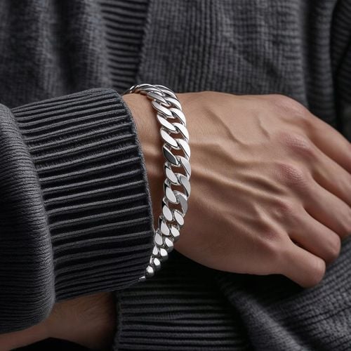 Bransoleta Srebrna Męska Bransoletka GRUBA Srebro 925 Pancerka PEŁNA na Arena.pl