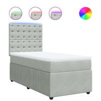 Łóżko kontynentalne z materacem, jasnoszare, aksamit, 90x190 cm