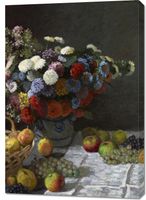 Obraz 70x100cm Still Life with Flowers and Fruit, Monet Vintage