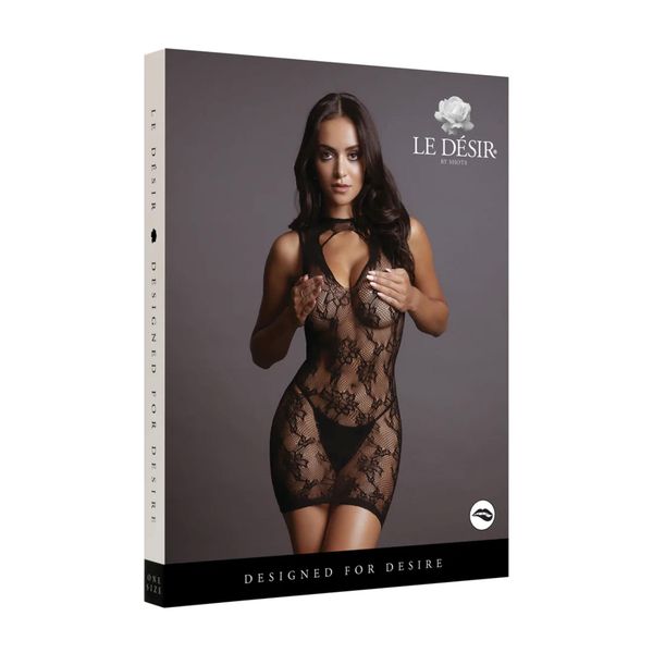 High Neck Lace Mini Dress - One Size zdjęcie 2