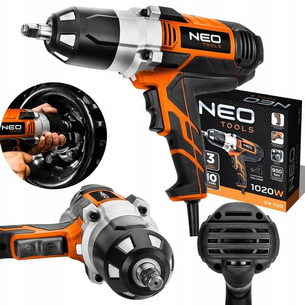NEO KLUCZ UDAROWY ELEKTRYCZNY 1020W 950Nm 1/2" 04-720 2 BIEGI + 4 NASADKI zdjęcie 7