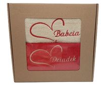 ręcznik haftowany 50 x 100 cm  2szt. w pudełku  babcia / dziadek serca