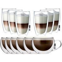 Szklanki z Podwójną Ścianką do Kawy Herbaty Latte i Cappucino 12 sztuk