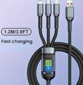 Kabel do szybkiego ładowania 3w1 100 W Inteligentne superszybkie ładowanie