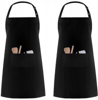 ZESTAW 2x SZTUKI FARTUCH FARTUSZEK KUCHENNY CZARNY GASTRONOMIA + Kieszeń