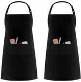 ZESTAW 2x SZTUKI FARTUCH FARTUSZEK KUCHENNY CZARNY GASTRONOMIA + Kieszeń