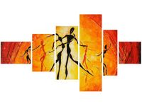 100CM 180CM OBRAZ 6 ELEM AFRYKAŃSCY TANCERZE ŚCIENNY