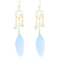 Kolczyki z piórkami Łapacze Snów 12 cm niebieskie