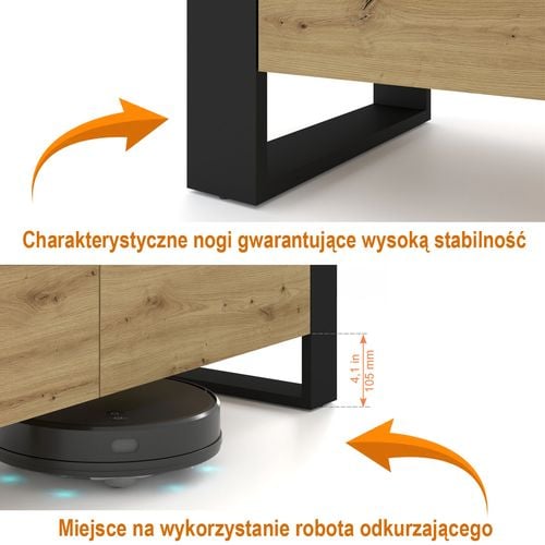 Komoda NUKA K 197 cm 4 szuflady dąb artisan czarna na Arena.pl
