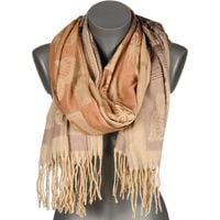 Beżowy Duży Szalik Damski Bawełniany Ciepły Chusta Jesień Re-83