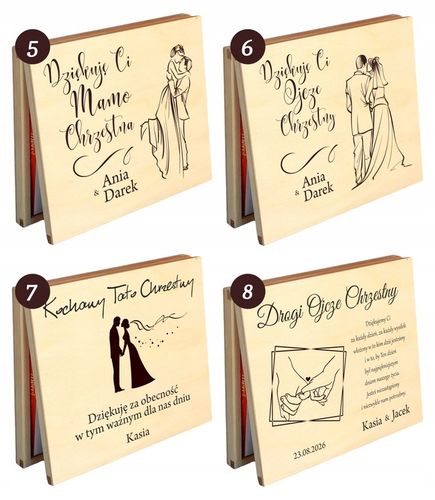 PODZIĘKOWANIE DLA RODZICÓW CHRZESTNYCH NA ŚLUB WESELE Z GRAWEREM IMIONA na Arena.pl