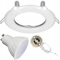 OPRAWA HALOGENOWA STAŁA BIAŁA + ŻARÓWKA LED GU10 5W NEUTRALNA + GNIAZDO