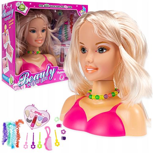 GŁOWA LALKA DO STYLIZACJI I CZESANIA WŁOSÓW MAKIJAŻU DLA DZIECI + AKCESORIA na Arena.pl