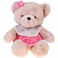 Pluszowy MIŚ- beżowa Zuzia 58cm w różowej VINTAGE sukience ZA5923 C