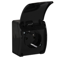 Koala gniazdo pojedyńcze 2P+Z natynkowe czarne z klapką