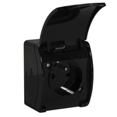 Koala gniazdo pojedyńcze 2P+Z natynkowe czarne z klapką