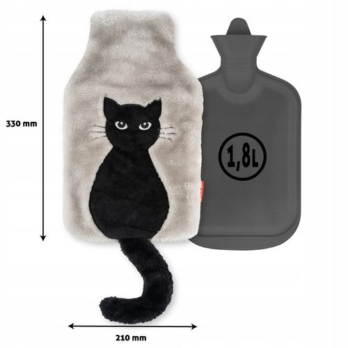 SOXO termofor czarny kot gumowy w pokrowcu 1,8L prezent na urodziny na Arena.pl