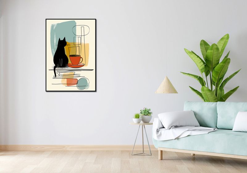 Plakat 68x98cm Kot i Kawa zdjęcie 4