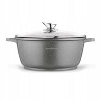 GARNEK INDUKCJA Marmurkowy POKRYWKA Konighoffer Pollo Grey 6,3 l 28cm