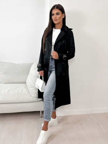 Płaszcz trencz prochowiec czarny długi s-2xl na wiosnę na Arena.pl