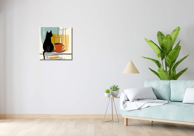 Obraz 50x50cm Kot i Kawa zdjęcie 2
