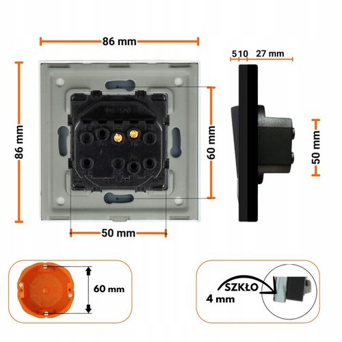 WŁĄCZNIK WYŁĄCZNIK ŚWIATŁA SZKLANY POJEDYNCZY PRZEŁĄCZNIK CZARNY na Arena.pl