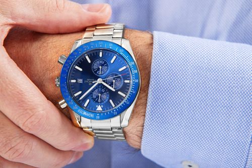 zegarek męski giewont chronograph sapphire srebrno niebieski gw8720-b3 na Arena.pl