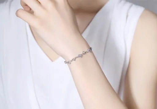 Bransoletka Srebrna Serduszko Cyrkonie Celebryka zdjęcie 8